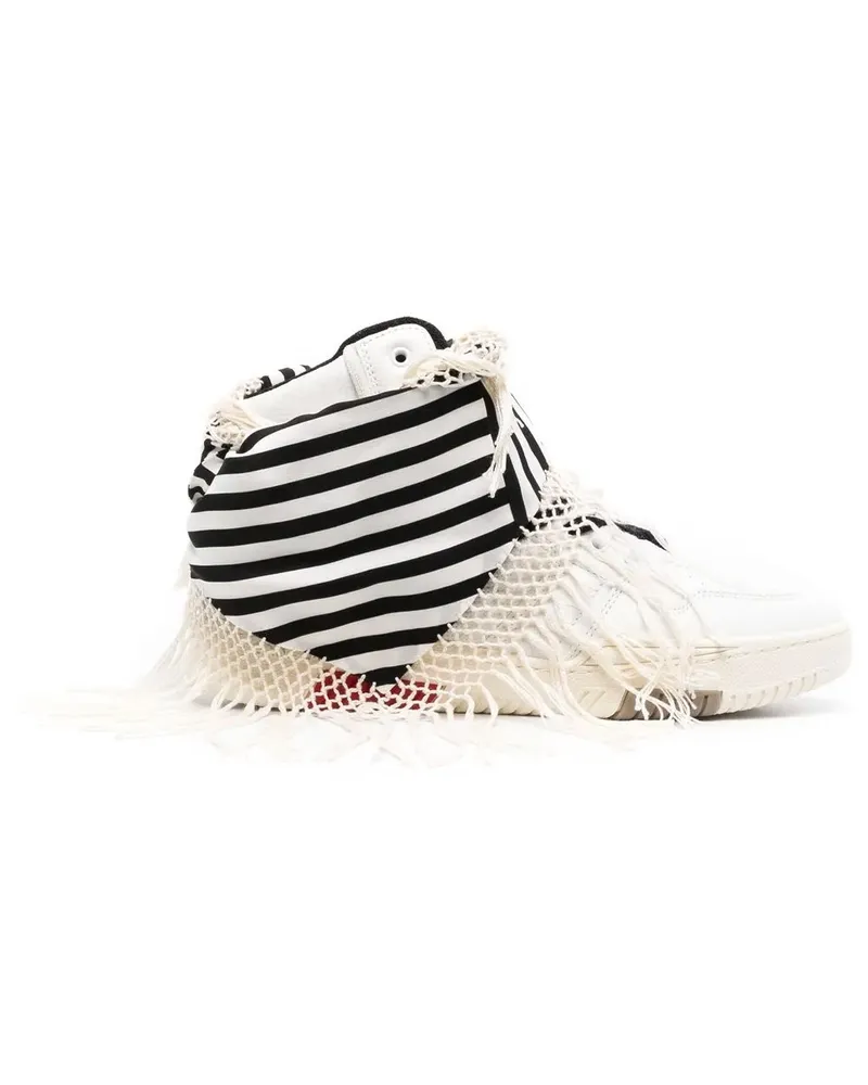 Saint Laurent Gestreifte Smith High-Top-Sneakers - Weiß Weiß