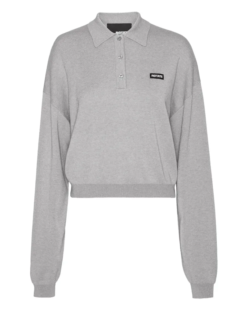ROTATE Birger Christensen Polo-Pullover mit Logo-Patch - Grau Grau