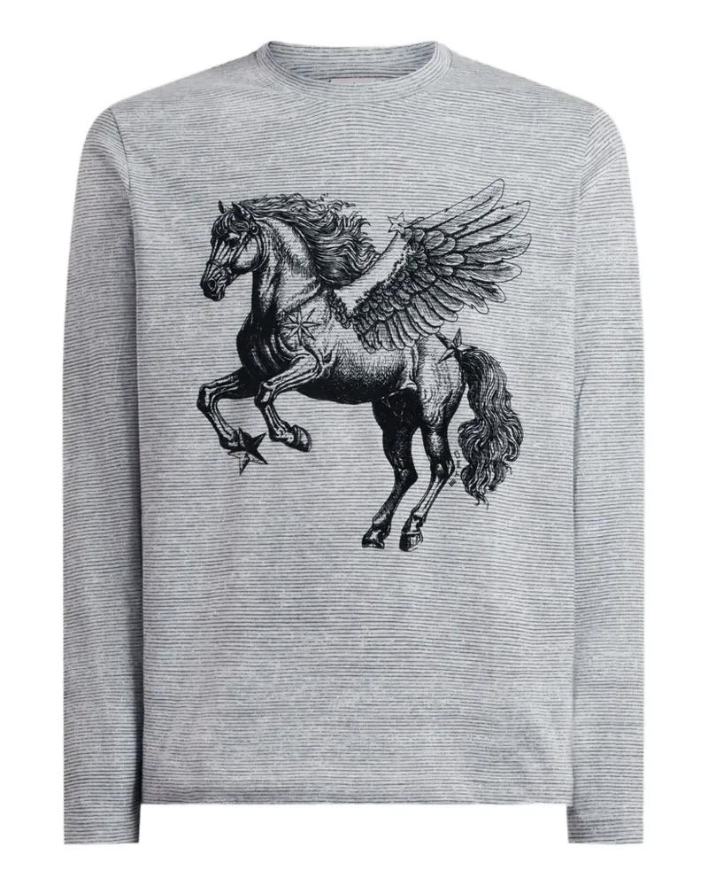 Etro cotton sweater with placed Pegaso-print - Grau Grau