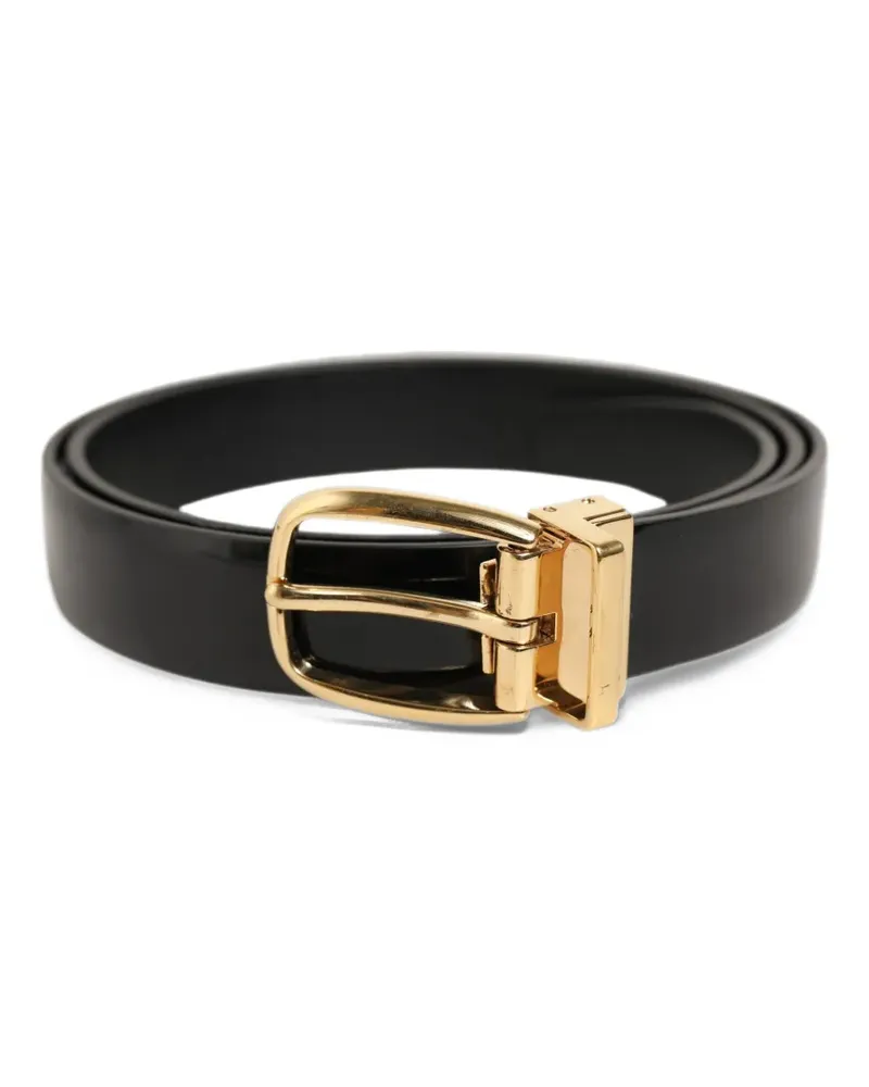 Dolce & Gabbana black classic leather gold-tone buckle belt - Schwarz Schwarz