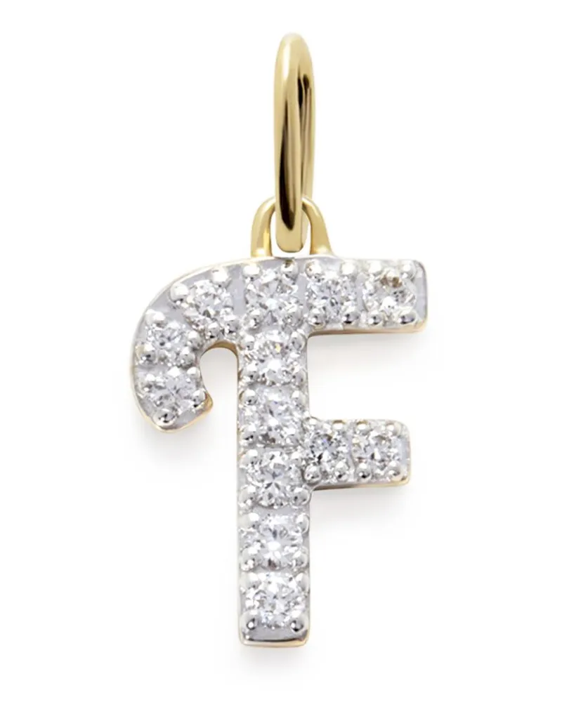 Monica Vinader 14kt Gelbgoldhalskette mit F-Anhänger mit Diamant Gold