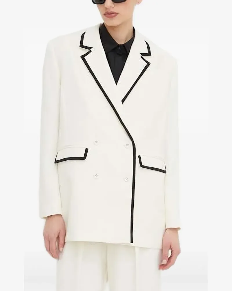 Custommade Doppelreihiger Blazer mit Paspeln - Weiß Weiß