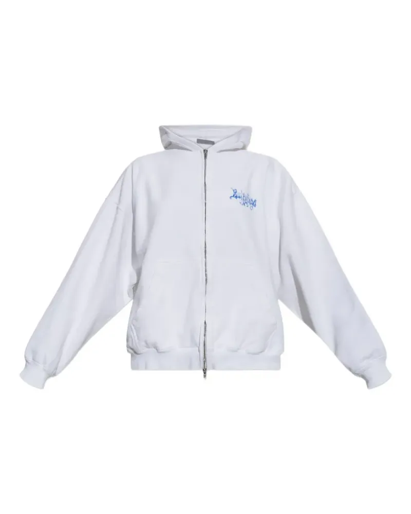 Balenciaga Kapuzenjacke mit Logo-Print - Weiß Weiß