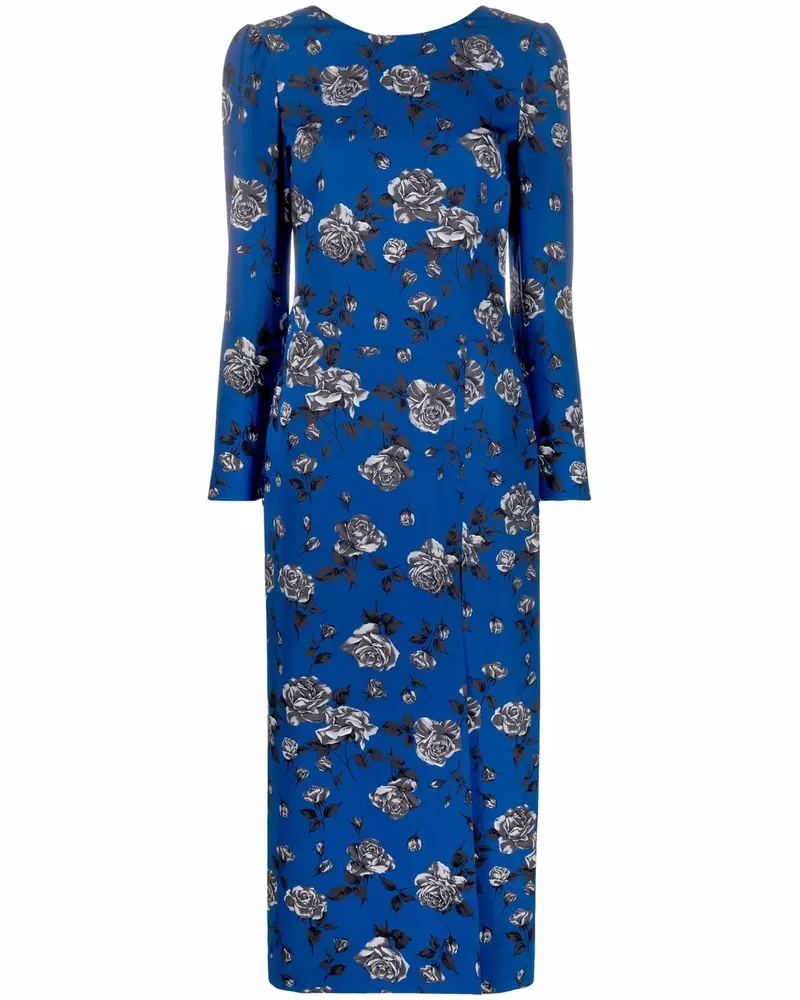 RED Valentino Midikleid mit Blumen-Print - Blau Blau