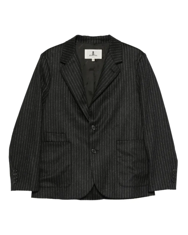 BARENA Nadelstreifen-Jacke mit fallendem Revers - Schwarz Schwarz