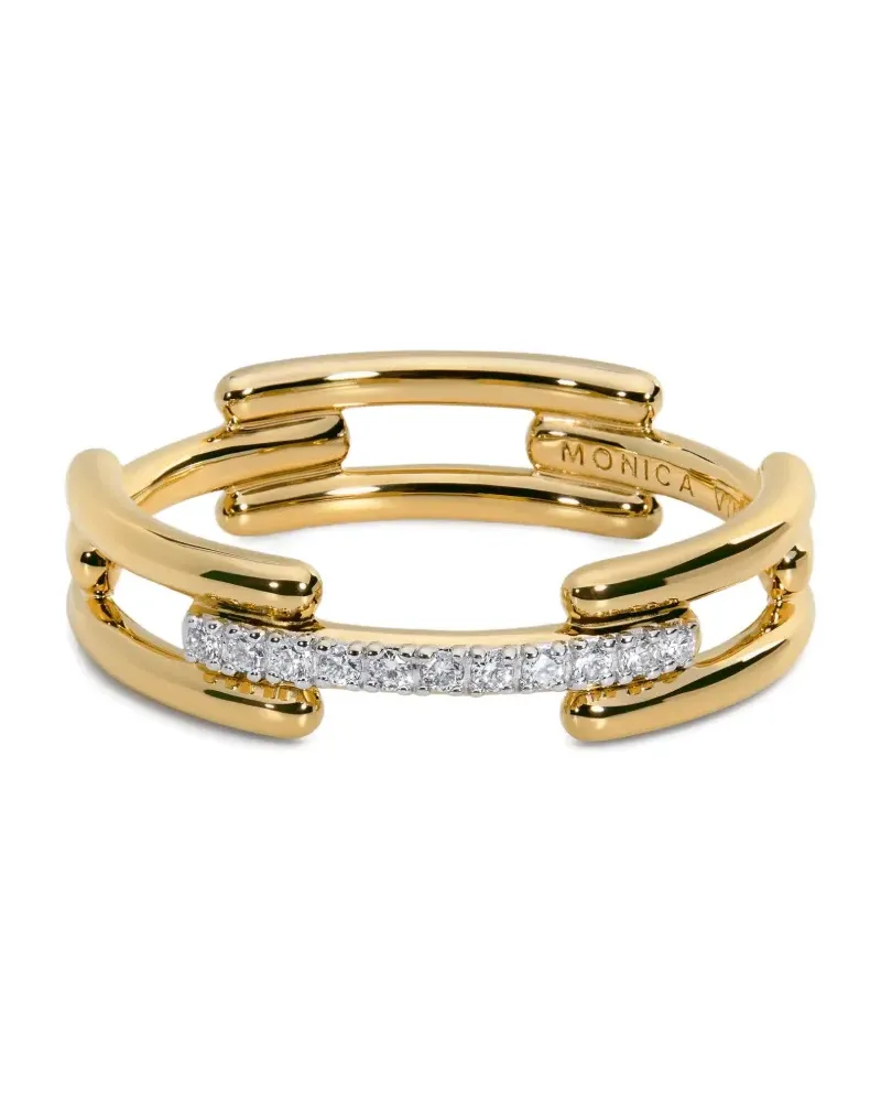 Monica Vinader Link Ring aus 18kt Gold-Vermeil und Silber mit Diamanten Gold