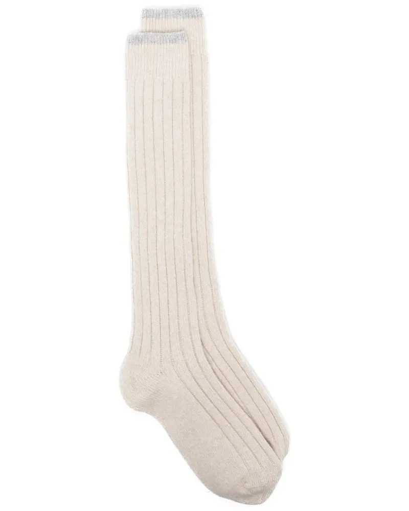 Brunello Cucinelli Gerippte Socken aus Kaschmir - Nude Nude