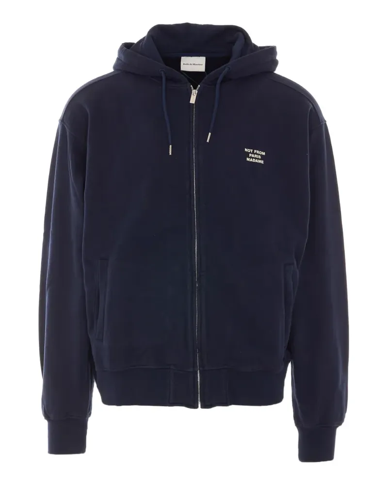 Drôle de Monsieur slogan-print zip-up hoodie - Blau Blau