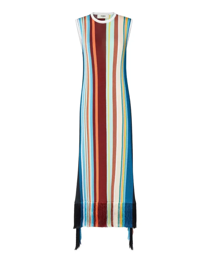 Fendi Gestreiftes Kleid aus Viskosegarn - Blau Blau
