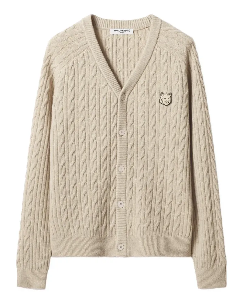 Kitsuné Fox Head cable-knit cardigan - Nude Nude