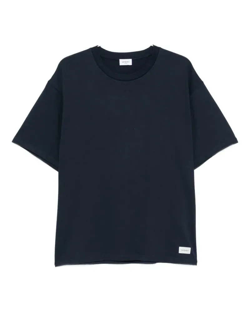 Saint Laurent logo-patch T-shirt - Blau Blau