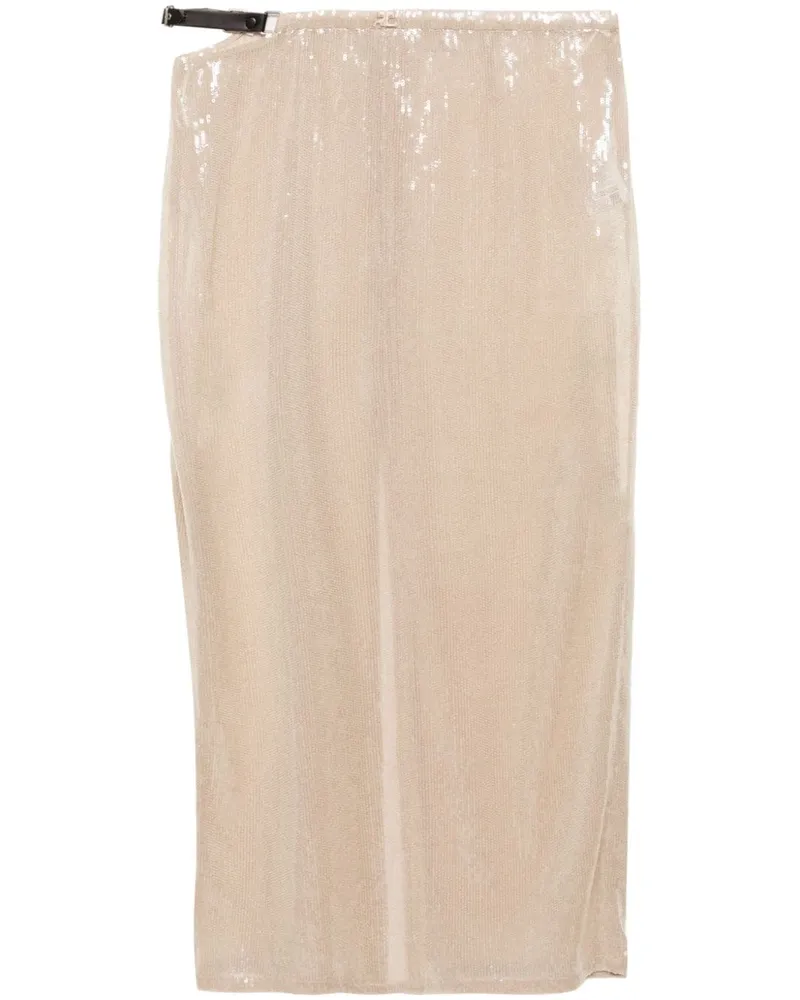 Courrèges Langer Rock mit Glitter-Optik - Nude Nude