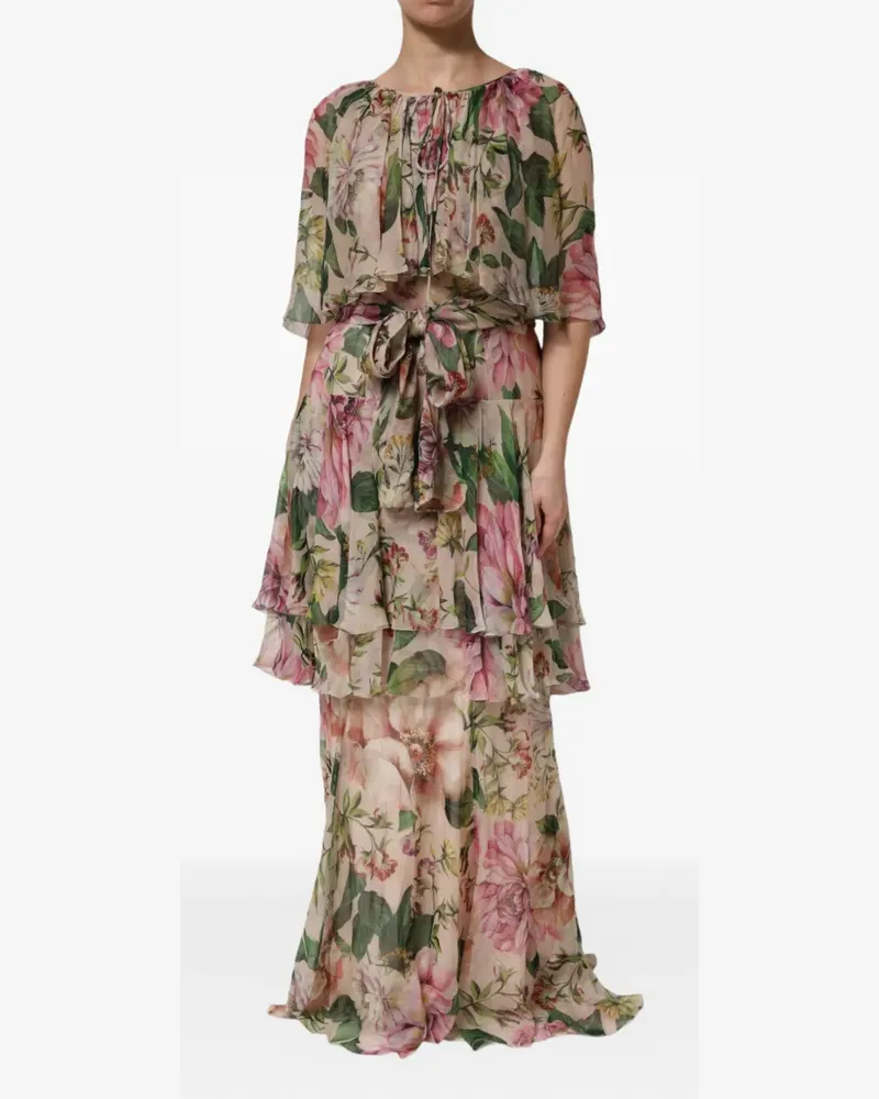Dolce & Gabbana Maxikleid mit Blumen-Print - Nude Nude