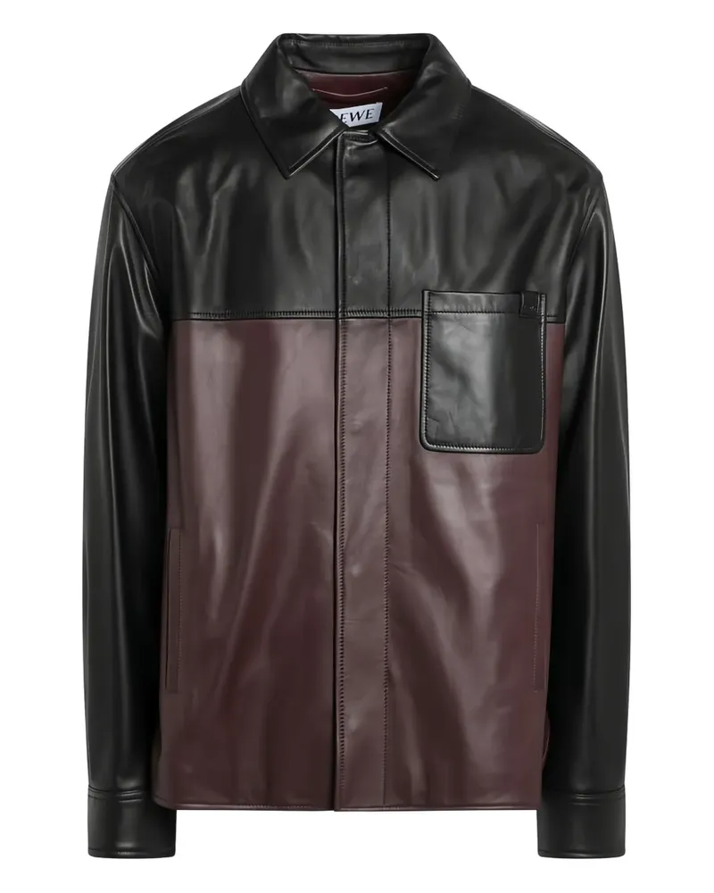 Loewe Lederjacke in Colour-Block-Optik - Schwarz Schwarz