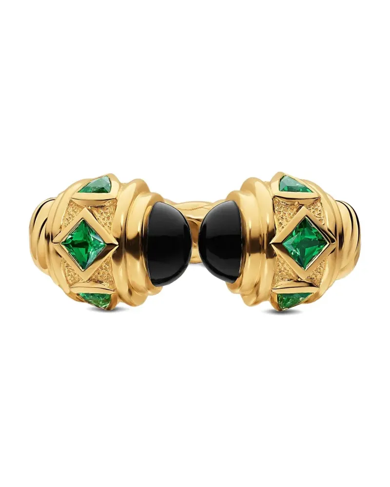 David Yurman 18kt Renaissance® Gelbgoldring mit Onyx und Tsavorit Gold