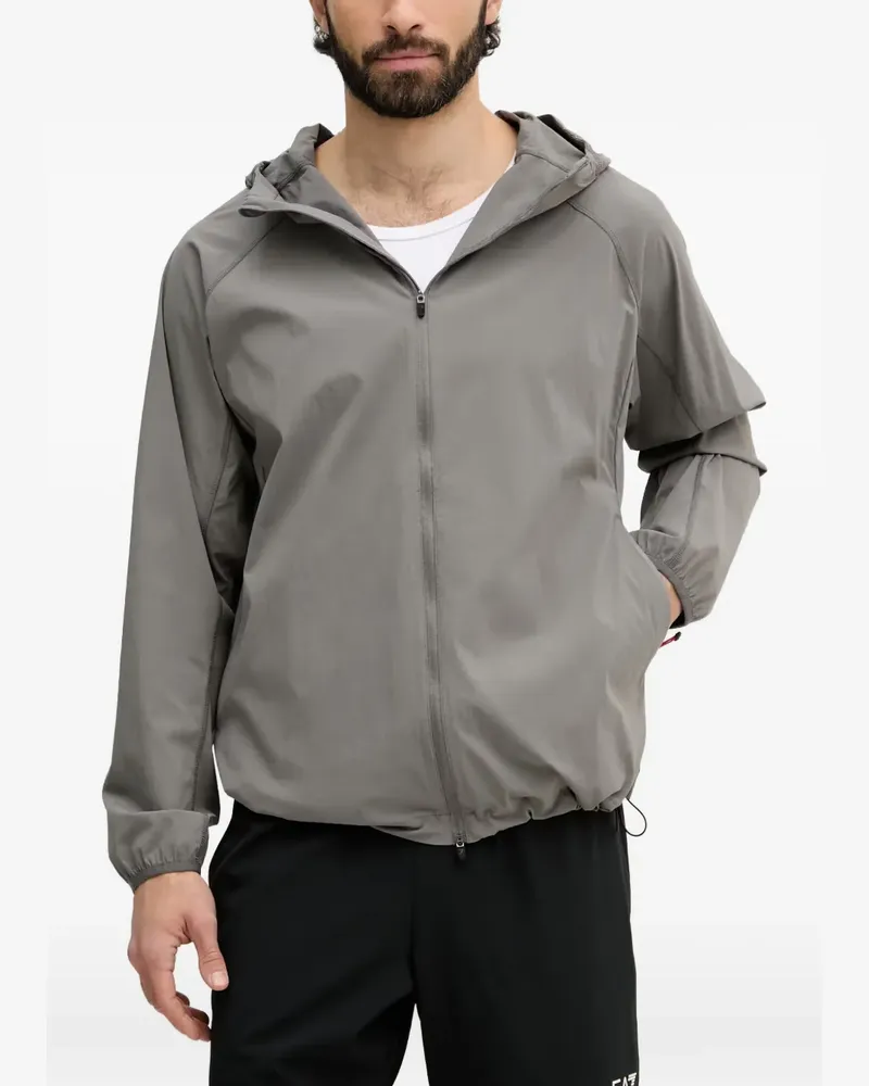 EA7 logo-patch hooded jacket - Grau Grau