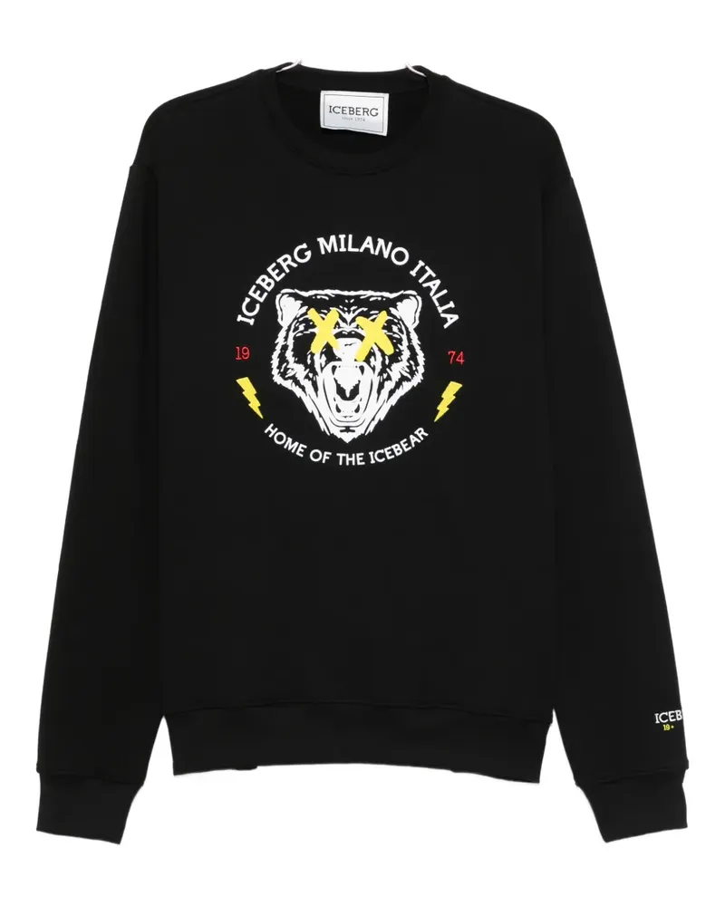 Iceberg Sweatshirt mit Bärenverzierung - Schwarz Schwarz