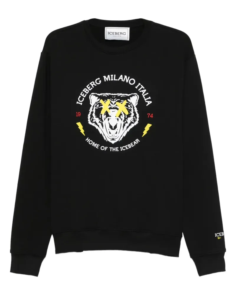 Iceberg Sweatshirt mit Bärenverzierung - Schwarz Schwarz