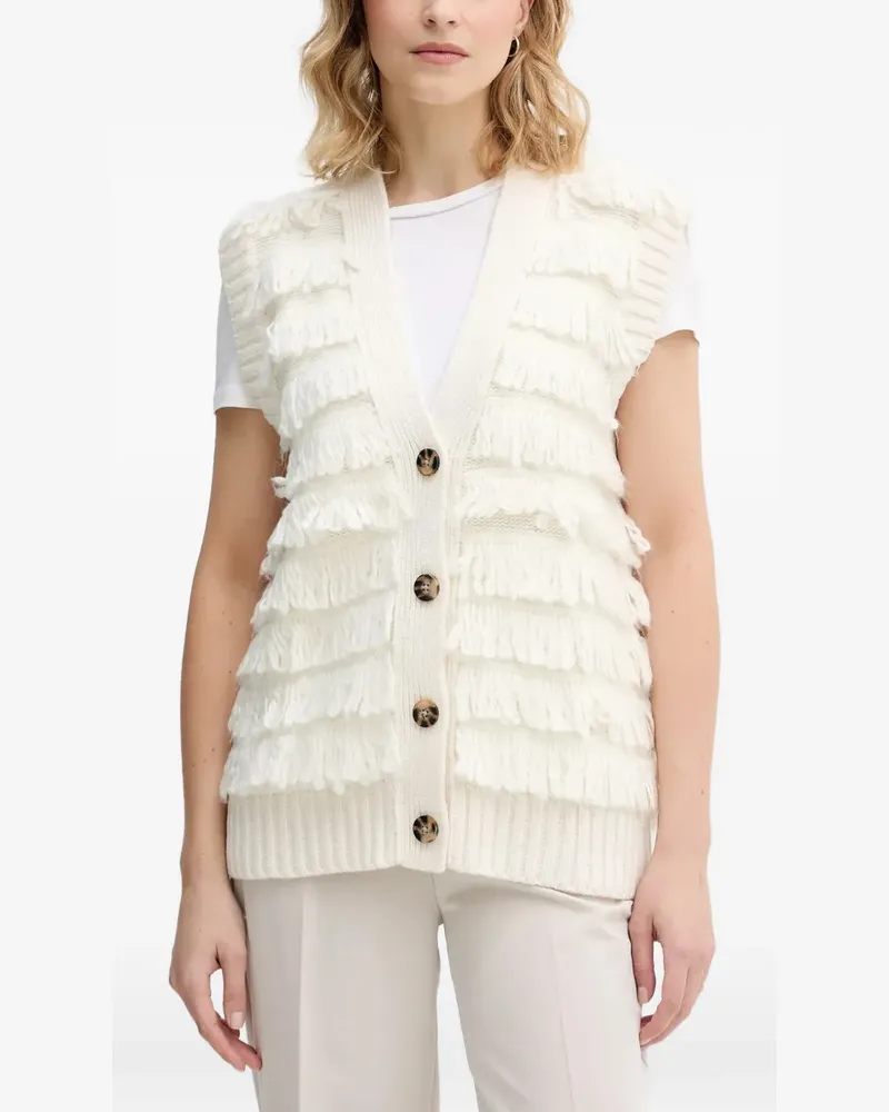 Sisley fringed buttoned waistcoat - Weiß Weiß
