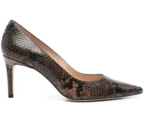 Stiletto-Pumps mit Schlangenleder-Muster 80mm - Braun