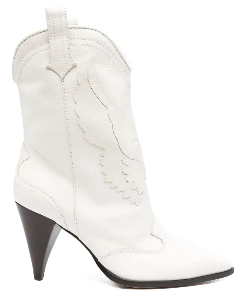 Sophia Webster Stiefel mit Flügel-Patch 80mm - Weiß Weiß