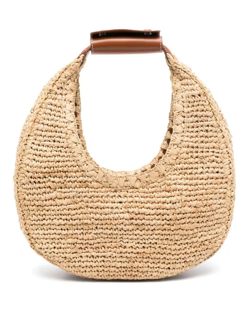 STAUD Moon Handtasche aus Bast - Nude Nude