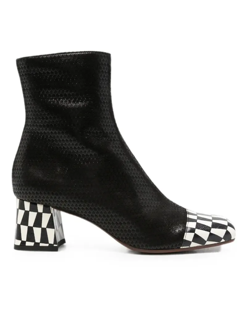Chie Mihara Volkiara snake-effect checkerboard ankle boots - Schwarz Schwarz