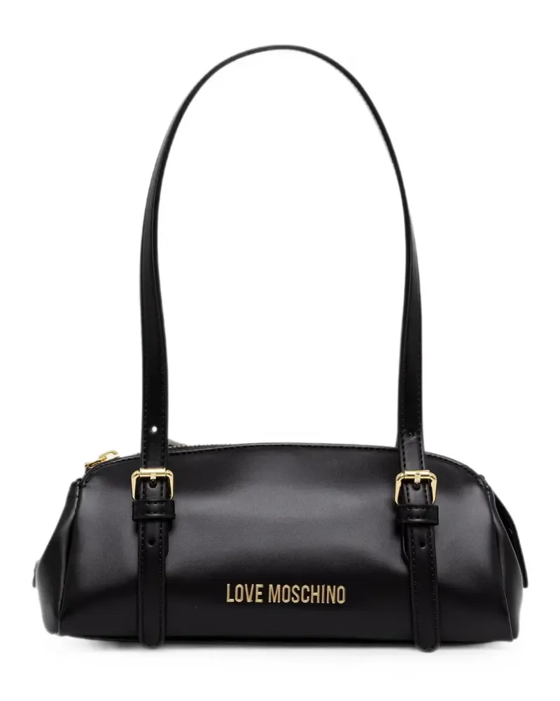 Moschino buckle-detail logo-plaque shoulder bag - Schwarz Schwarz