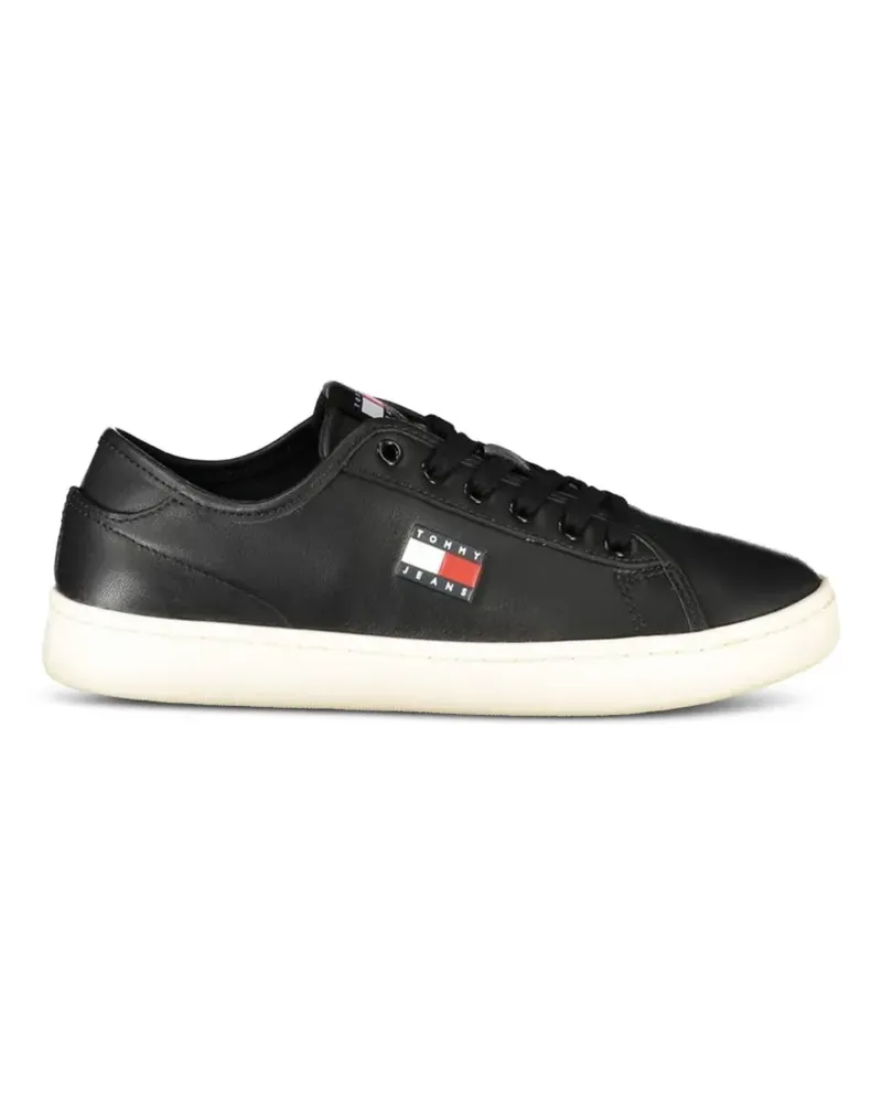 Tommy Hilfiger logo-patch leather sneakers - Schwarz Schwarz