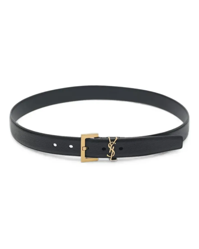 Saint Laurent Cassandre logo leather belt - Schwarz Schwarz