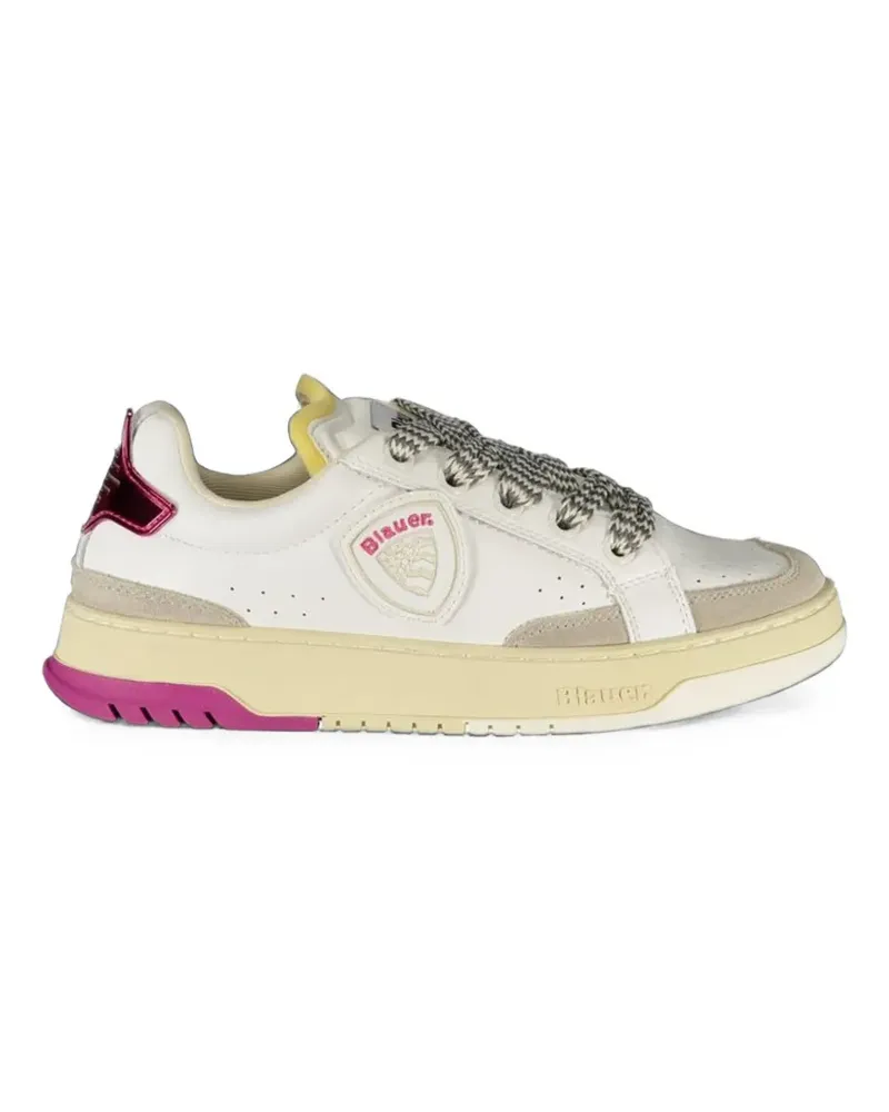 Blauer colour-block lace-up sneakers - Weiß Weiß