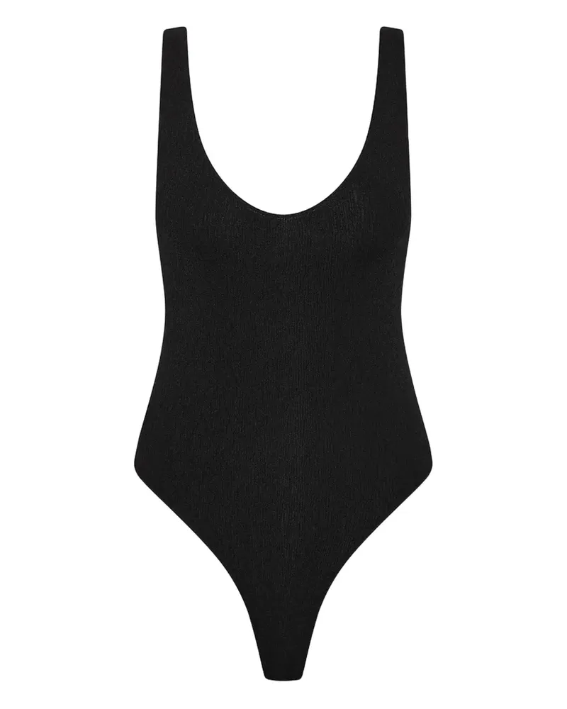 Rebecca Vallance Gerippter Arial Body mit U-Ausschnitt - Schwarz Schwarz
