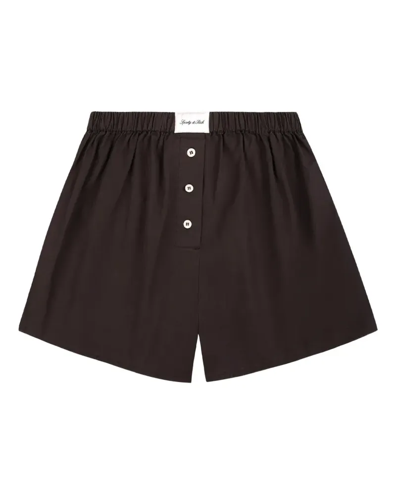 SPORTY & RICH Signature Shorts mit Logo-Patch - Braun Braun