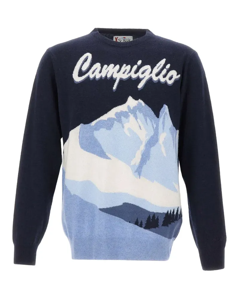 MC2 Saint Barth Marineblauer Heron Rundhalsausschnitt mit Campiglio-Intarsie Blau
