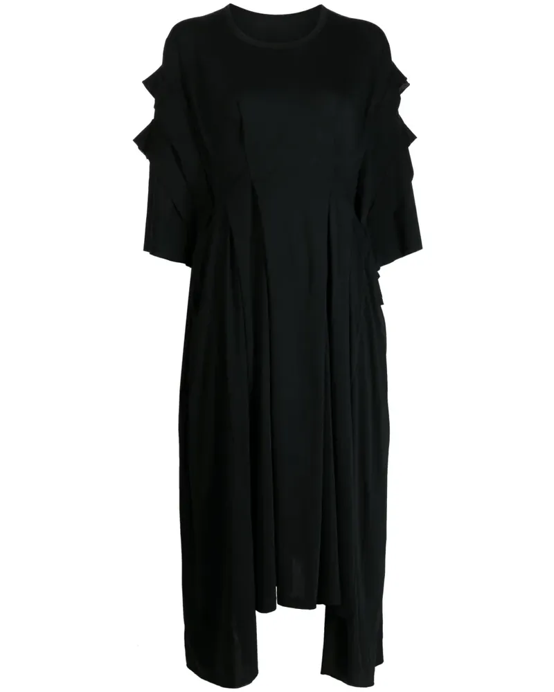 Yohji Yamamoto Midikleid im Layering-Look - Schwarz Schwarz