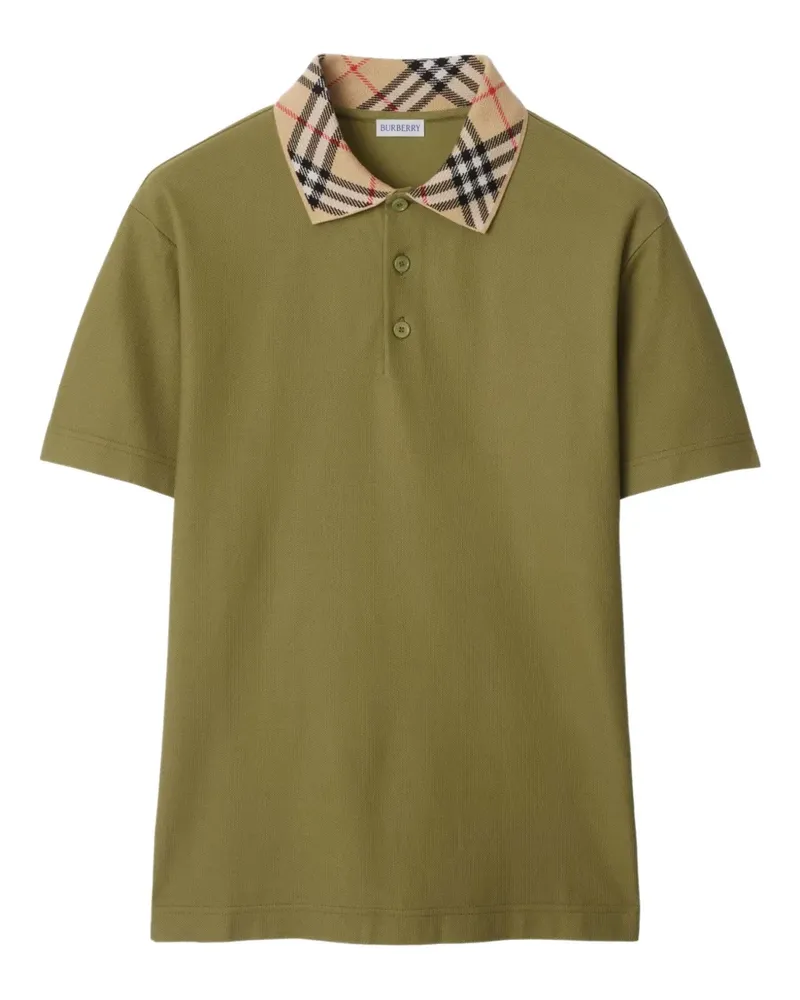 Burberry Poloshirt mit kariertem Kragen - Grün Grün