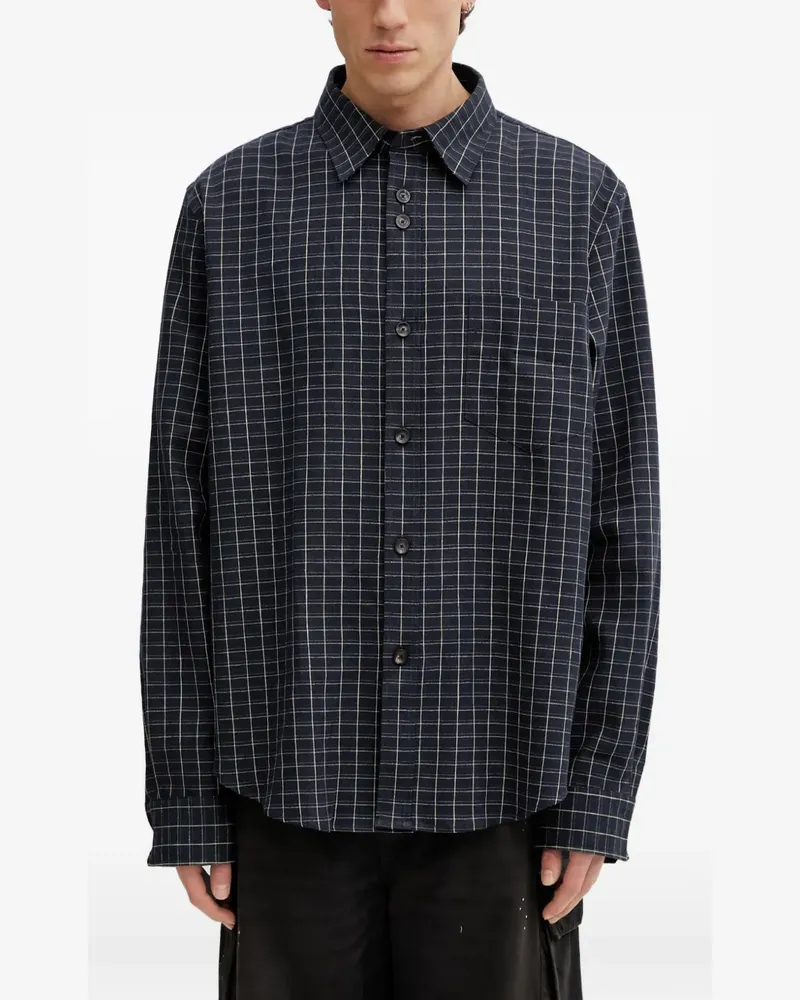 Wales Bonner London check-pattern long-sleeve shirt - Blau Blau