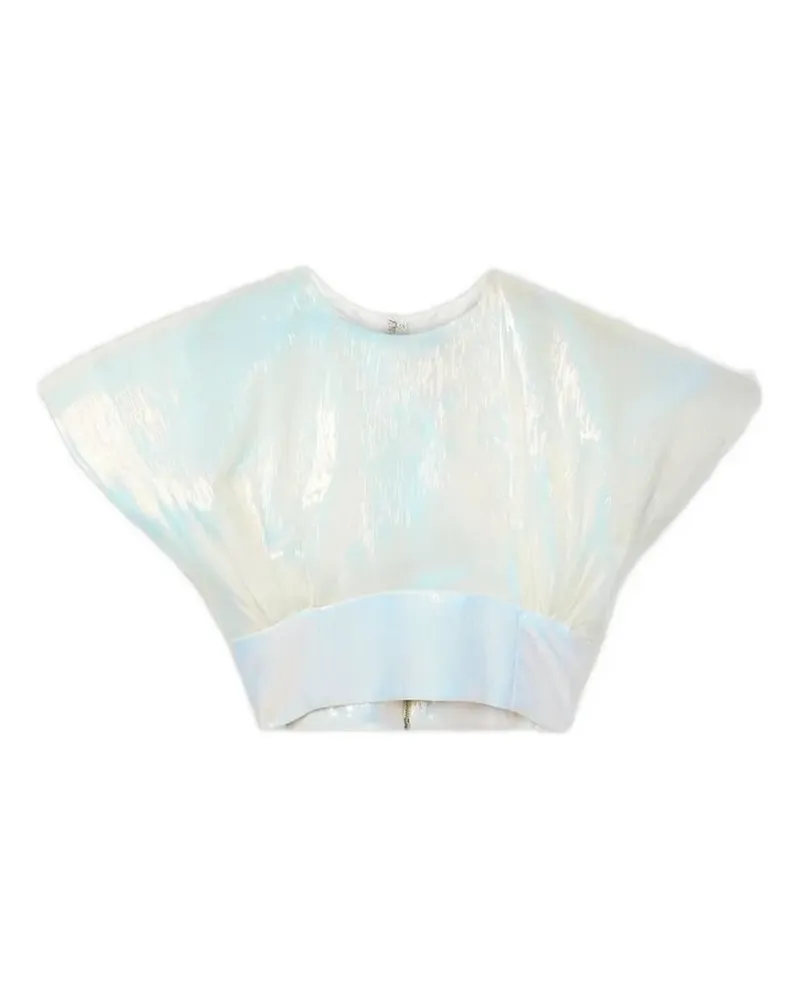 Christopher John Rogers iridescent textured top - Weiß Weiß