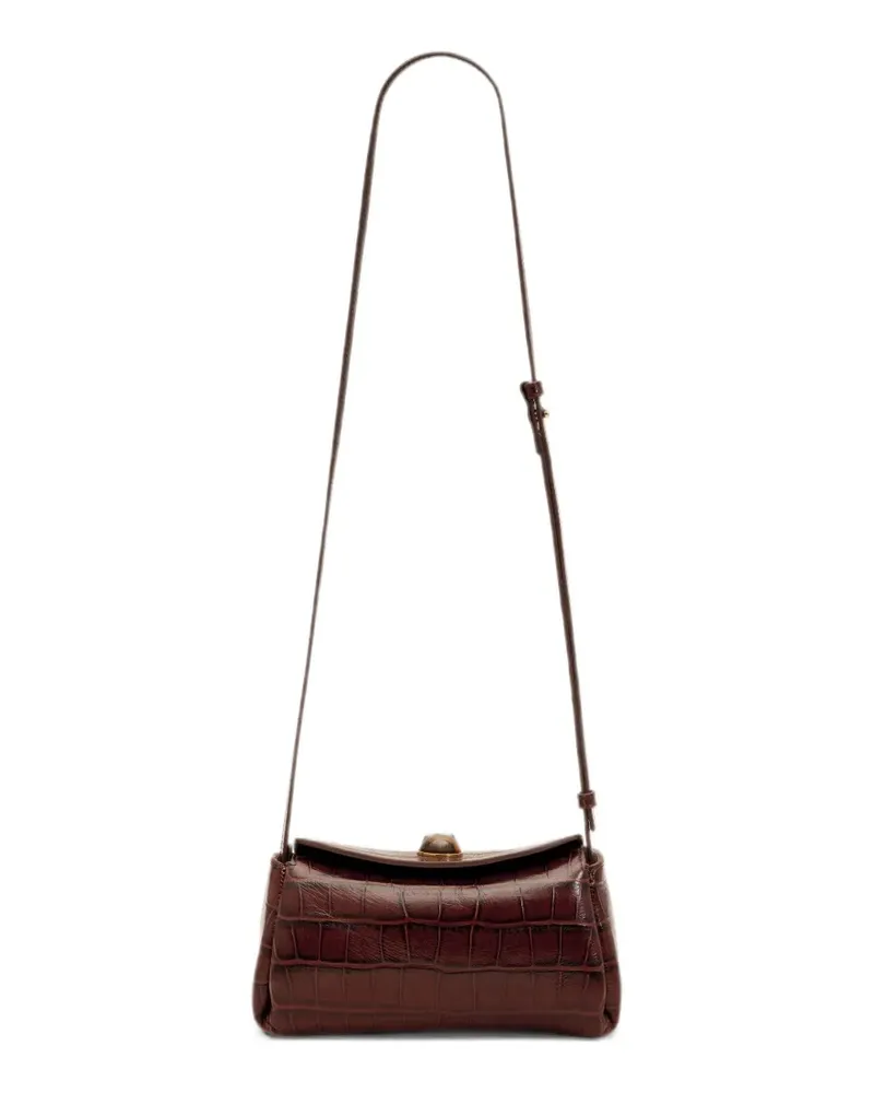 AMI Paris mini crocodile-embossed cow-leather Carrousel bag - Braun Braun