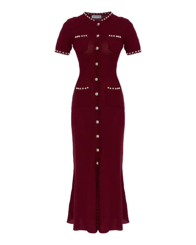 Self-Portrait button-up knit midi dress - Rot Rot