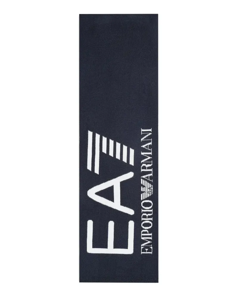 EA7 Schal mit Intarsien-Logo - Blau Blau