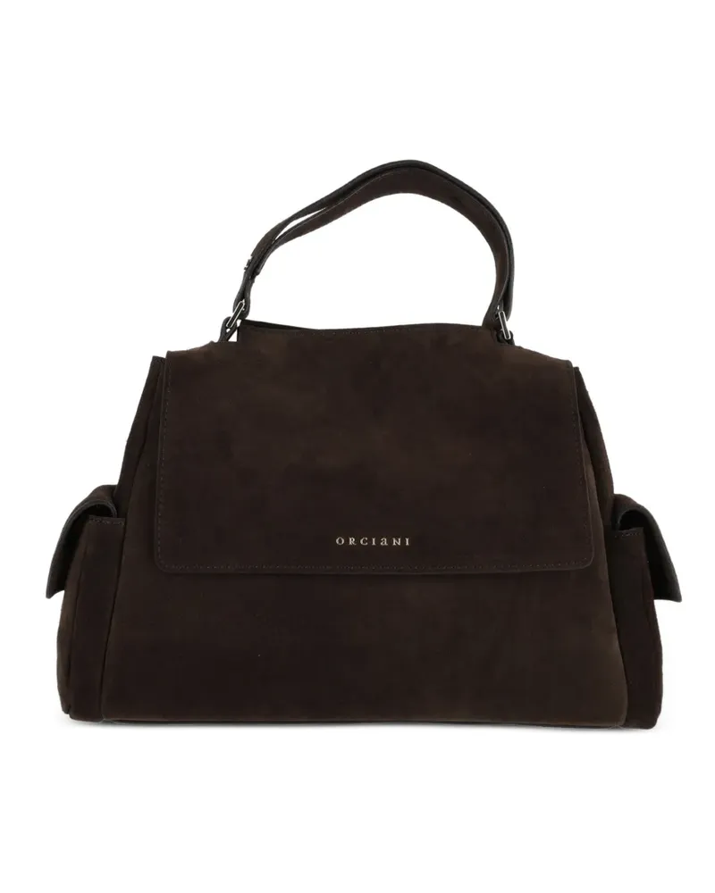 Orciani Midi Sveva Peach Cargo leather tote bag - Braun Braun