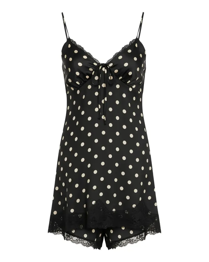 Saint Laurent Gepunktetes Minikleid - Schwarz Schwarz