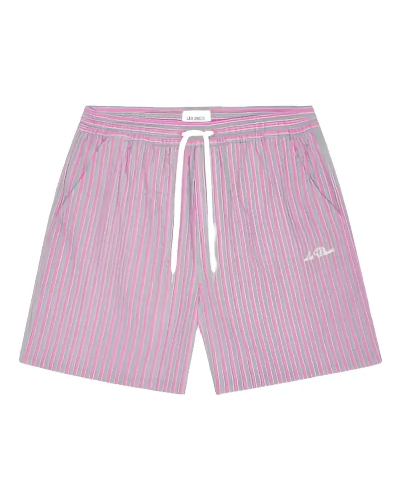 LES DEUX Gestreifte Stan Seersucker-Badeshorts - Rosa Rosa