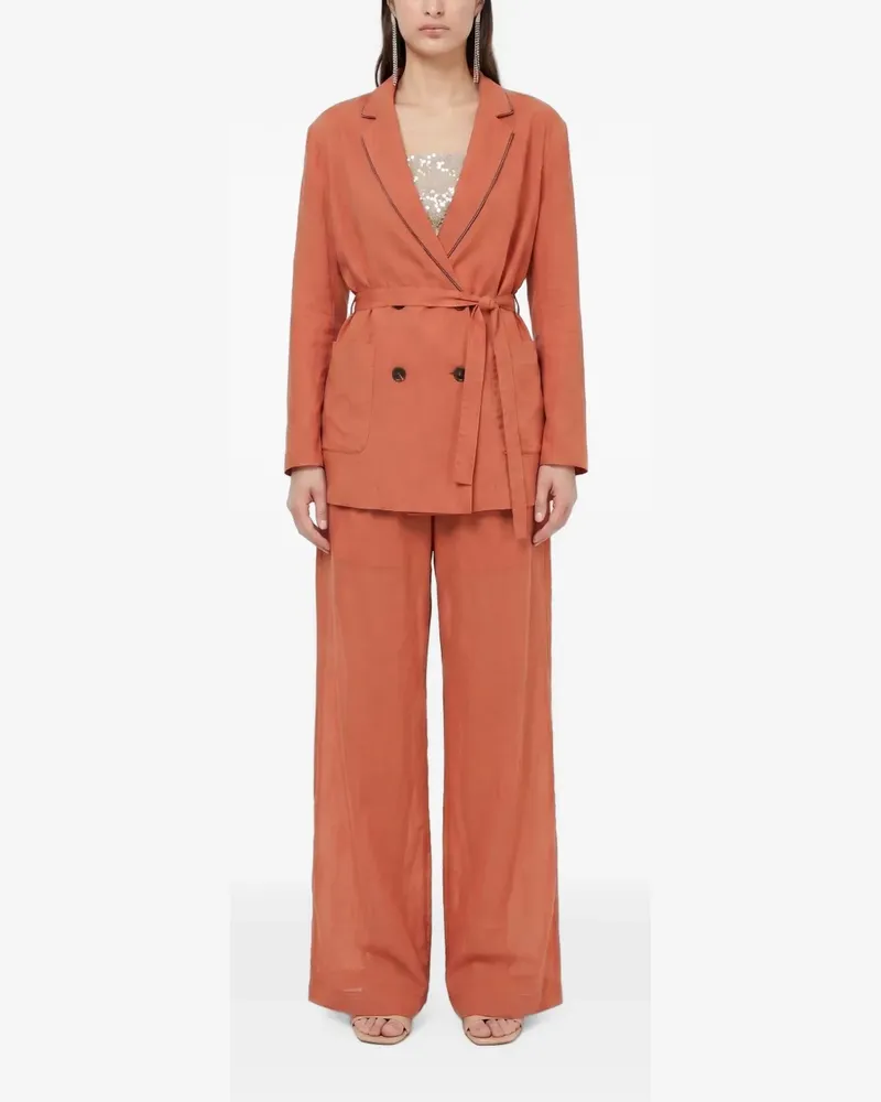 Brunello Cucinelli Doppelreihiges Kostüm mit Gürtel - Orange Orange