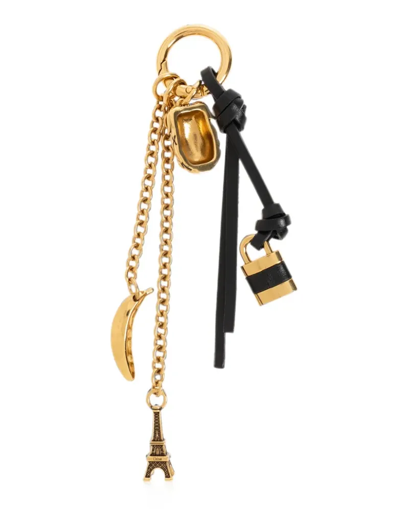 Chloé charm-detail leather keychain - Gold Gold