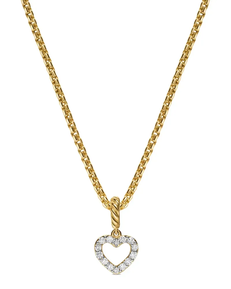 David Yurman 18kt Micro Pavé© Open Heart Goldhalskette mit Diamanten Gold