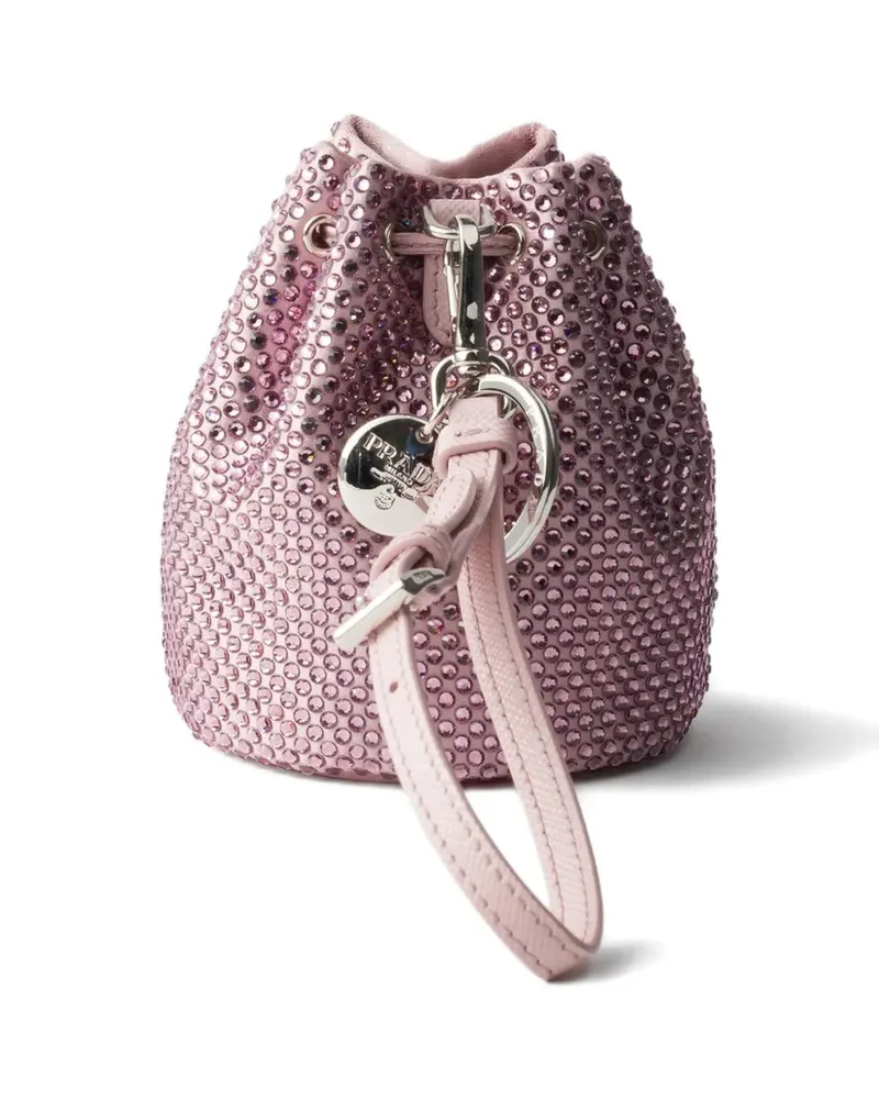 Prada mini Icon satin and crystals keychain charm - Rosa Rosa