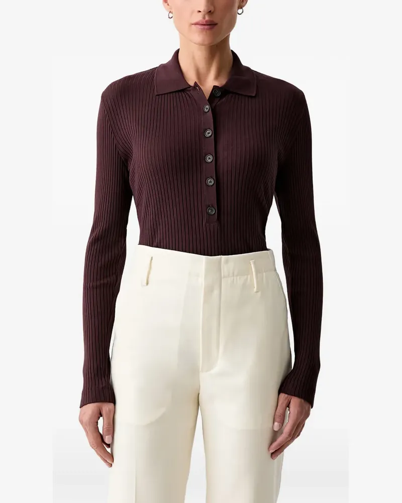 Marc O'Polo ribbed-knit long-sleeve polo shirt - Violett Violett