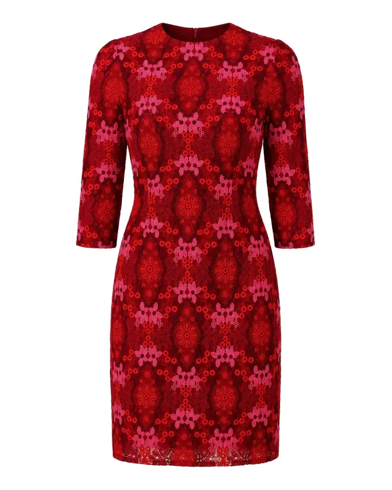 Dolce & Gabbana Kleid aus Blumenspitze mit Dreiviertelärmeln - Rot Rot